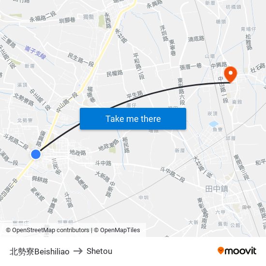 北勢寮Beishiliao to Shetou map