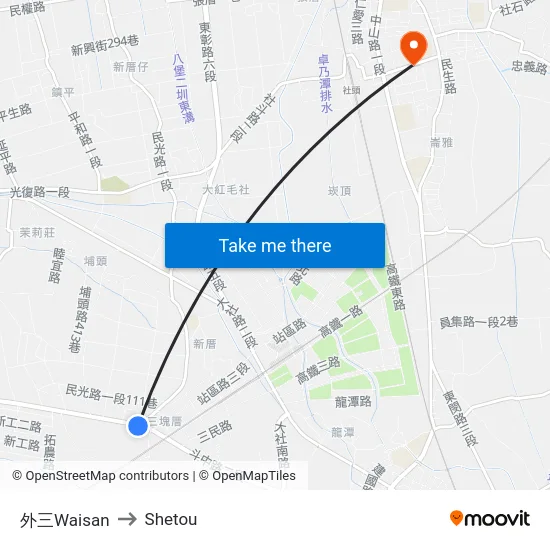 外三Waisan to Shetou map