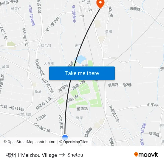 梅州里Meizhou Village to Shetou map