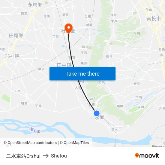 二水車站Ershui to Shetou map