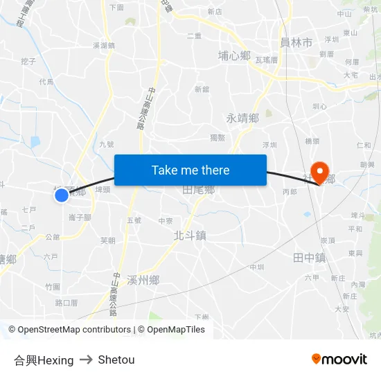 合興Hexing to Shetou map