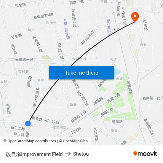 改良場Improvement  Field to Shetou map