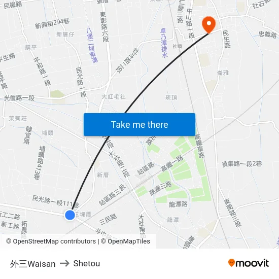外三Waisan to Shetou map
