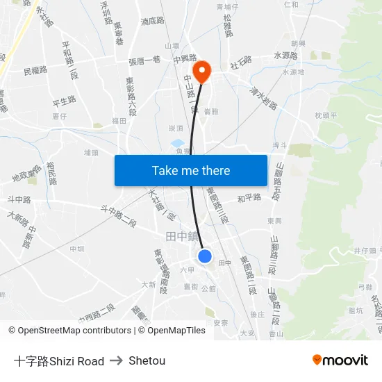 十字路Shizi  Road to Shetou map