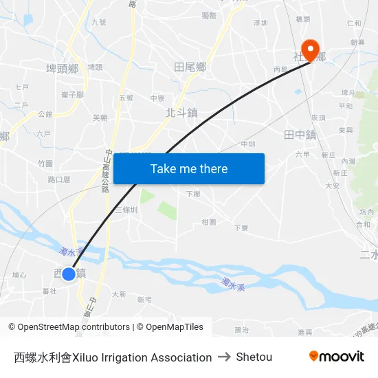 西螺水利會Xiluo Irrigation Association to Shetou map