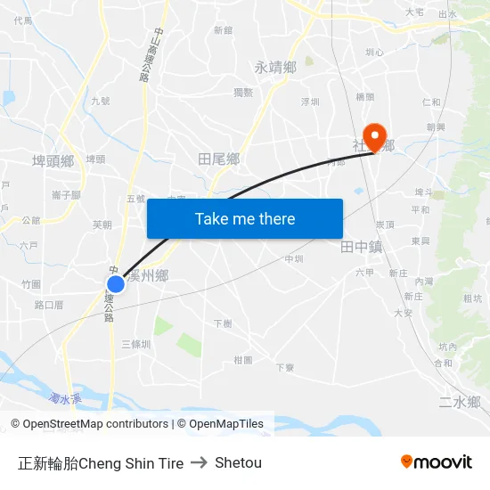 正新輪胎Cheng Shin Tire to Shetou map