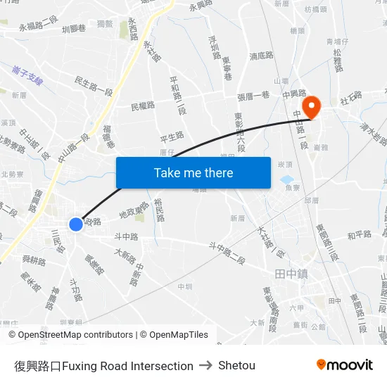 復興路口Fuxing Road Intersection to Shetou map