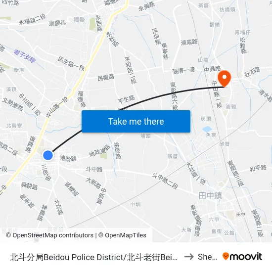 北斗分局Beidou Police District/北斗老街Beidou Old Street to Shetou map