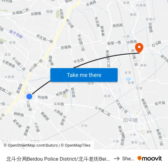 北斗分局Beidou Police District/北斗老街Beidou Old Street to Shetou map