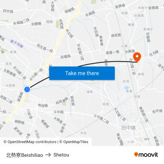 北勢寮Beishiliao to Shetou map
