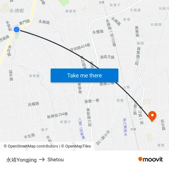 永靖Yongjing to Shetou map