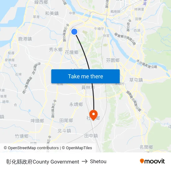 彰化縣政府County Government to Shetou map