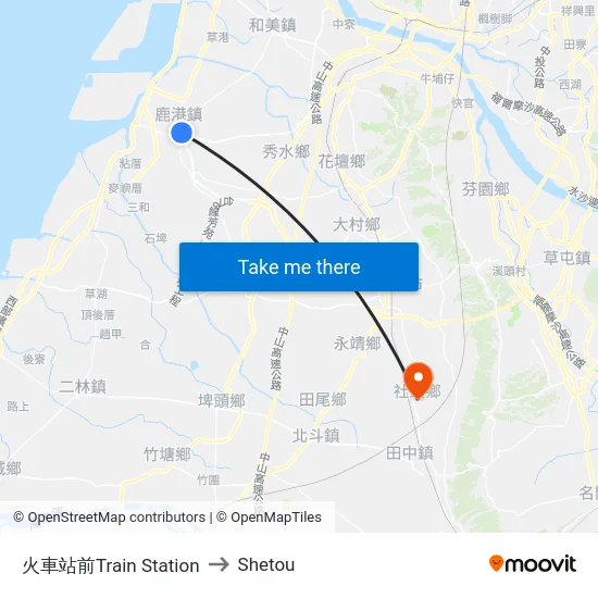 Train Station to Shetou map