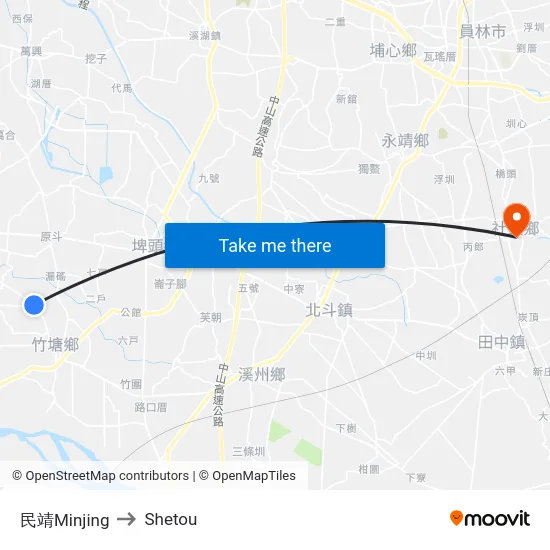 民靖Minjing to Shetou map