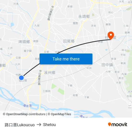 路口厝Lukoucuo to Shetou map