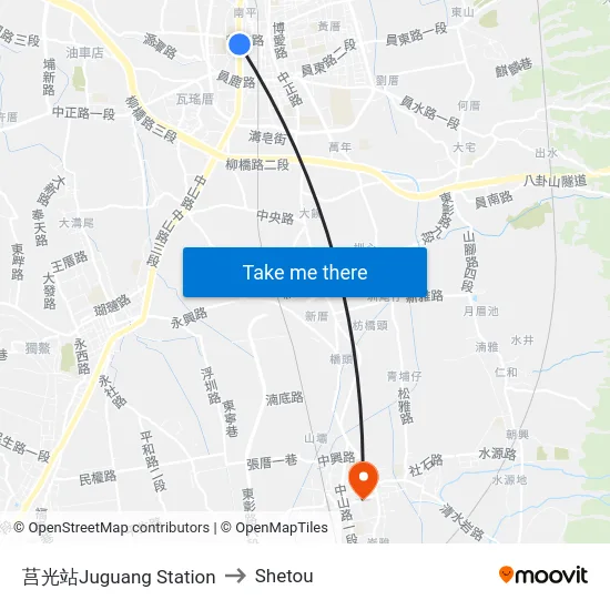 莒光站Juguang Station to Shetou map