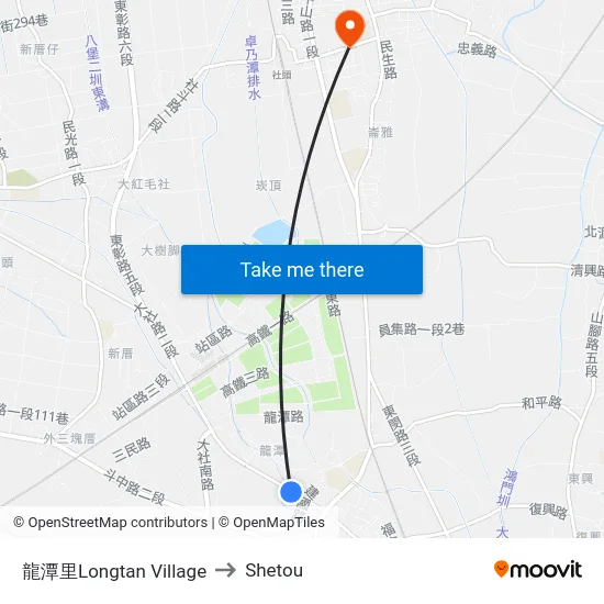 龍潭里Longtan Village to Shetou map