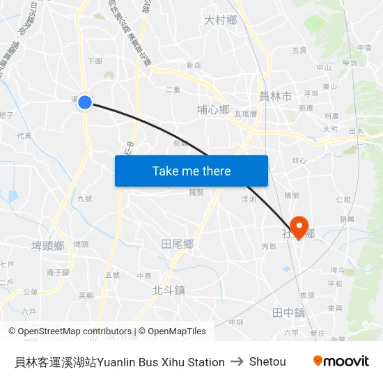 員林客運溪湖站Yuanlin Bus Xihu Station to Shetou map