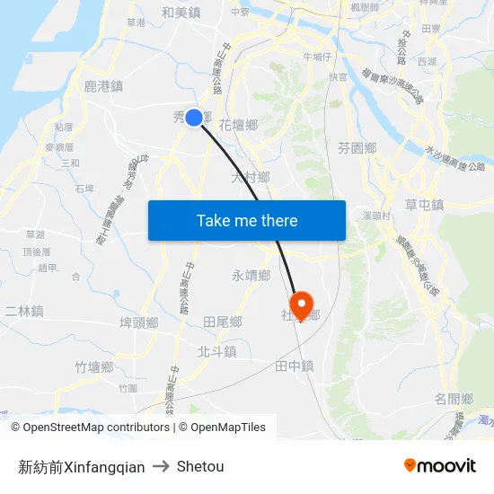 新紡前Xinfangqian to Shetou map