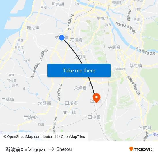 新紡前Xinfangqian to Shetou map