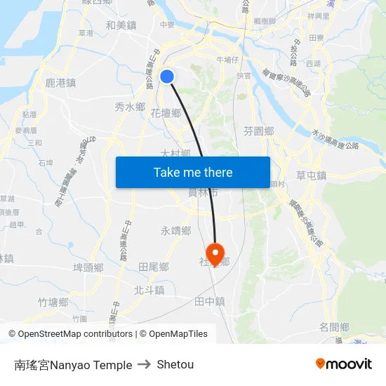 南瑤宮Nanyao Temple to Shetou map