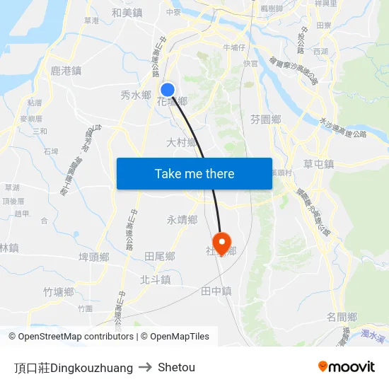 頂口莊Dingkouzhuang to Shetou map