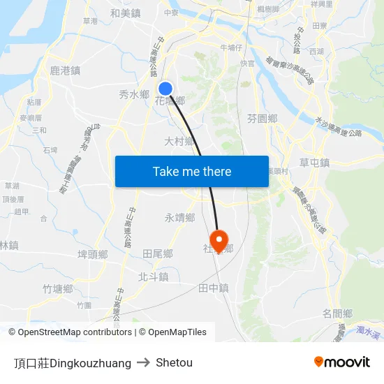 頂口莊Dingkouzhuang to Shetou map
