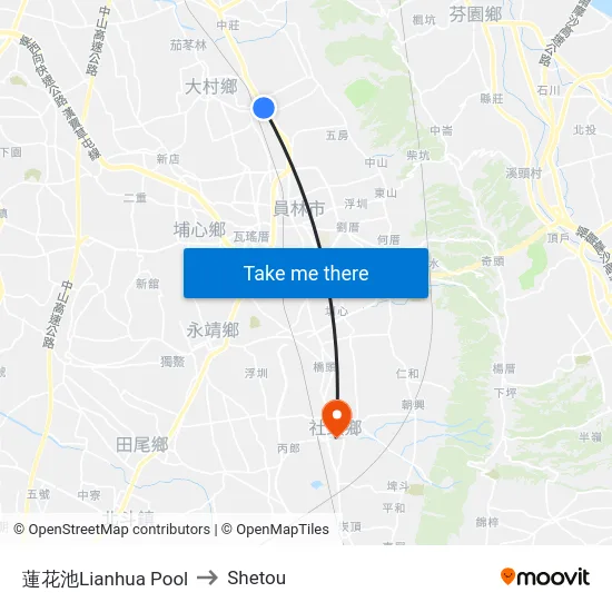 蓮花池Lianhua Pool to Shetou map