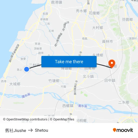舊社Jiushe to Shetou map