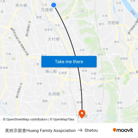 黃姓宗親會Huang Family Asspciation to Shetou map