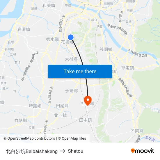 北白沙坑Beibaishakeng to Shetou map