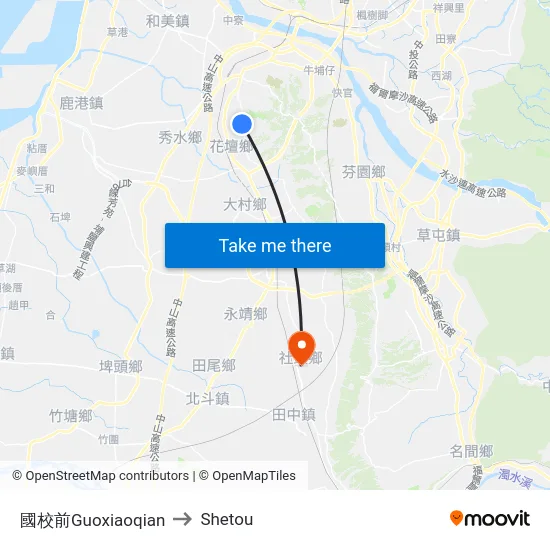 國校前Guoxiaoqian to Shetou map