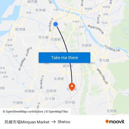 民權市場Minquan Market to Shetou map