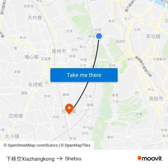 下樟空Xiazhangkong to Shetou map