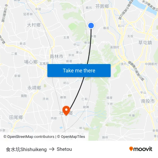 食水坑Shishuikeng to Shetou map