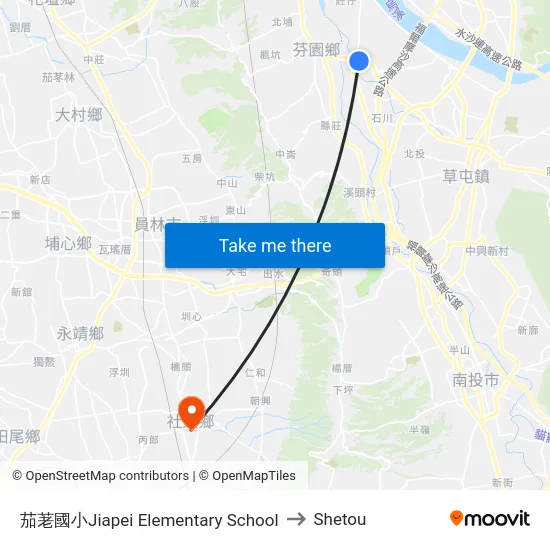 茄荖國小Jiapei Elementary School to Shetou map