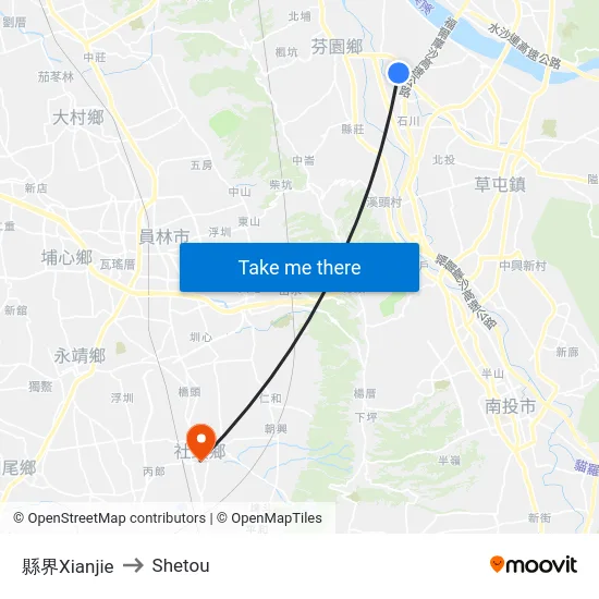 縣界Xianjie to Shetou map