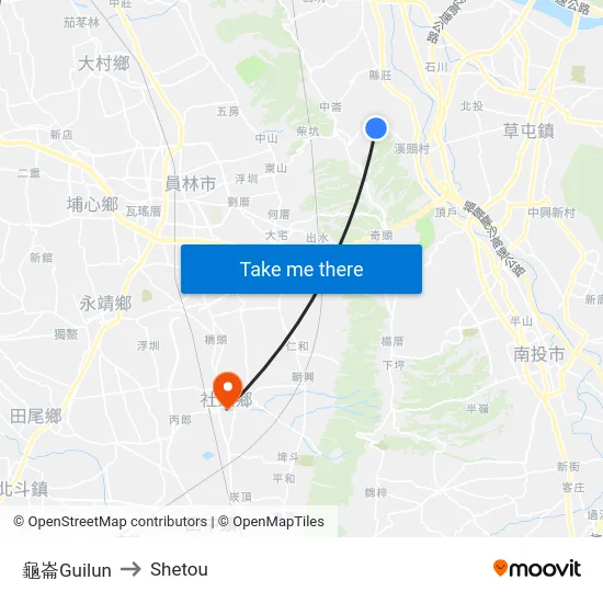 龜崙Guilun to Shetou map