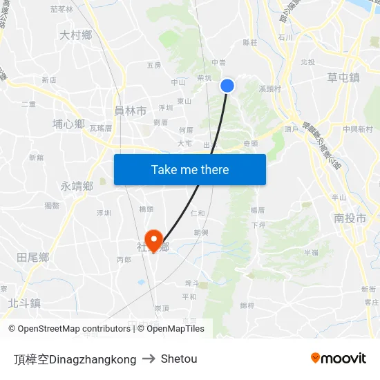 頂樟空Dinagzhangkong to Shetou map