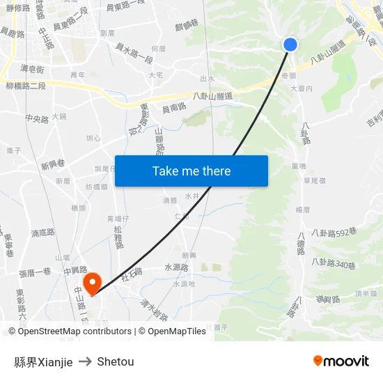 縣界Xianjie to Shetou map