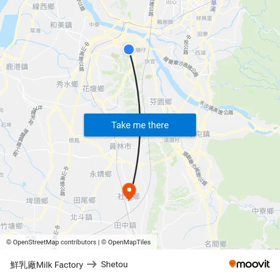 鮮乳廠Milk Factory to Shetou map