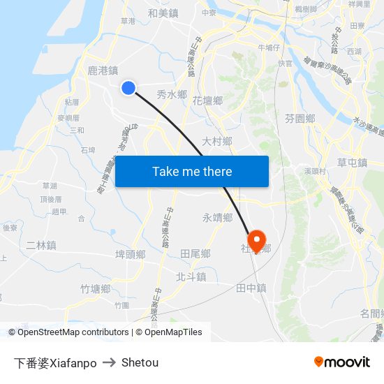 下番婆Xiafanpo to Shetou map