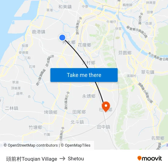 頭前村Touqian Village to Shetou map