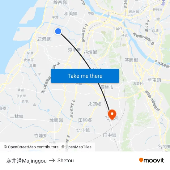麻井溝Majinggou to Shetou map