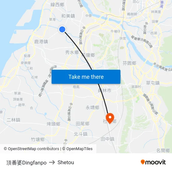 頂番婆Dingfanpo to Shetou map