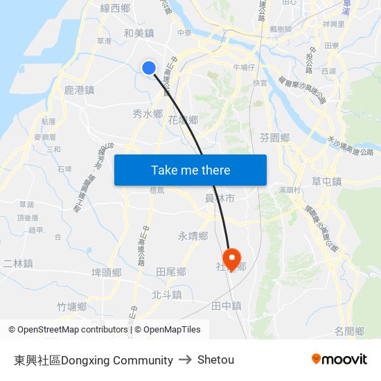 東興社區Dongxing Community to Shetou map