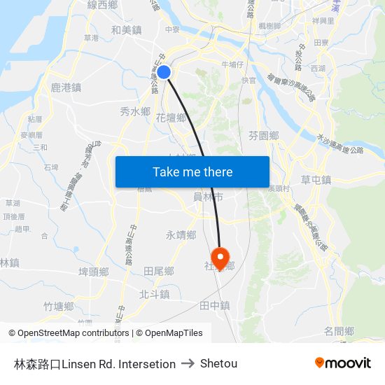 林森路口Linsen Rd. Intersetion to Shetou map