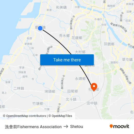 漁會前Fishermens Association to Shetou map