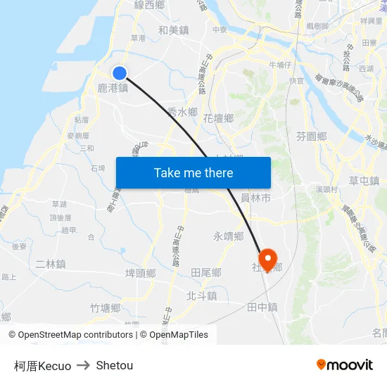 柯厝Kecuo to Shetou map