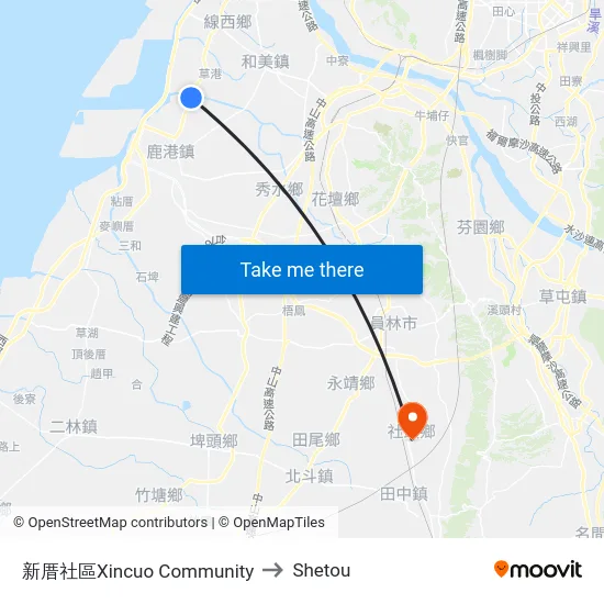 新厝社區Xincuo Community to Shetou map
